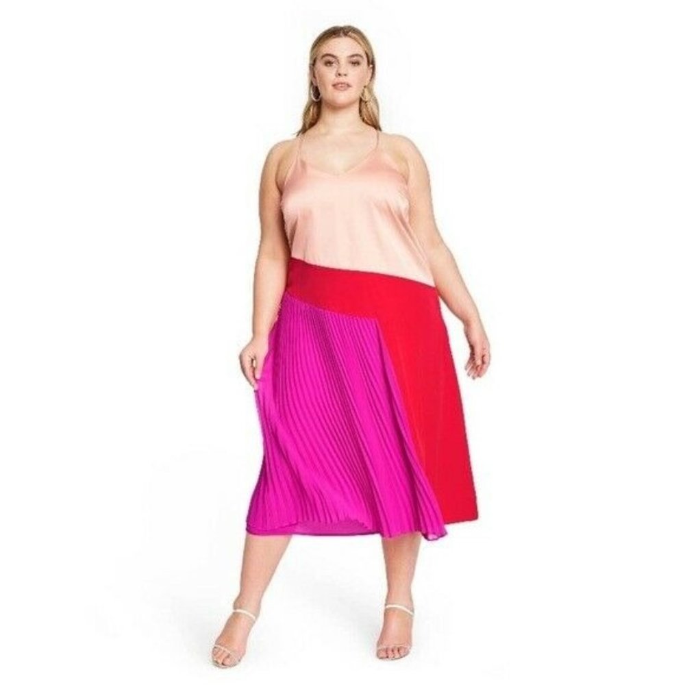 CUSHNIE Women's Pleated Sleeveless Casual Dress Red/Pink Size 4 MSRP $60